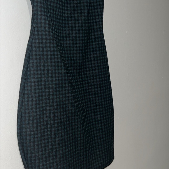 Deep Forest Green and Black Checkered Bodycon Mini Dress - Picture 5 of 6